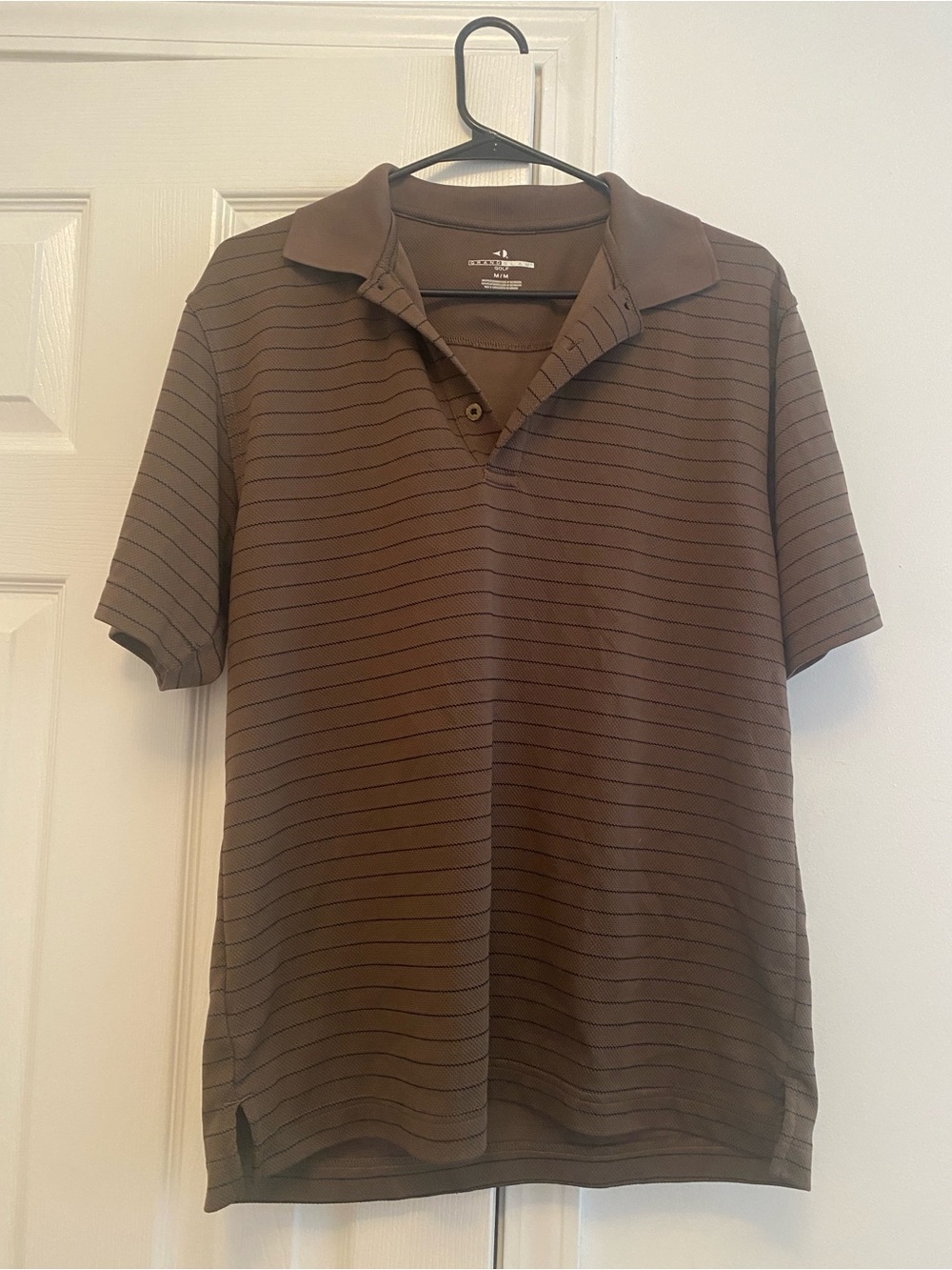 Men’s Grand Slam Brown Striped Golf Polo Shirt